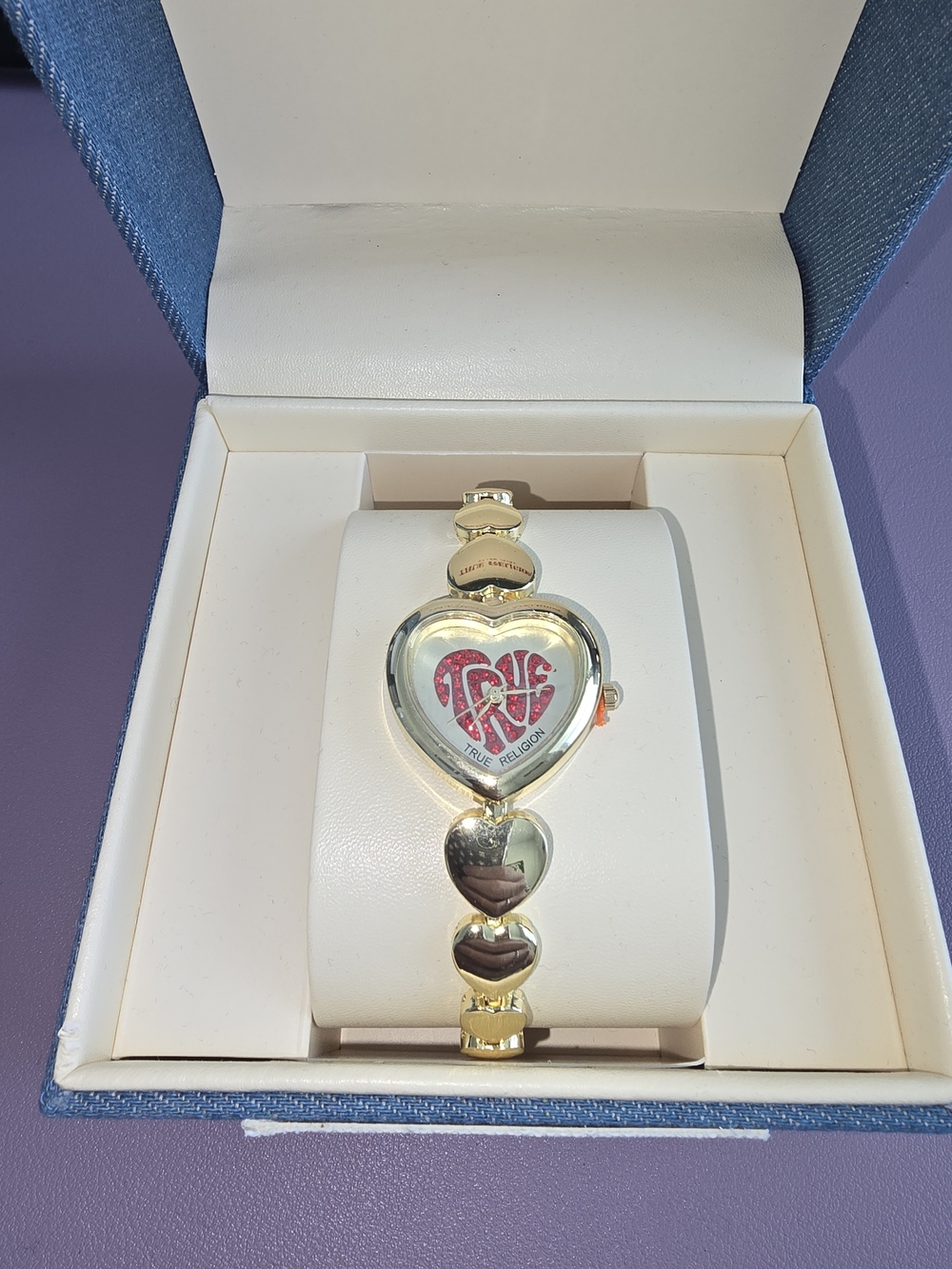 True Religion Gold Heart ❤️ Bracelet Watch - Red Accent Dial, Brand New in Box!